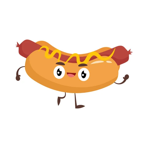 Ευτυχισμένο Διασκεδαστικό Hot Dog Εικονογράφηση Κινουμένων Σχεδίων — Φωτογραφία Αρχείου