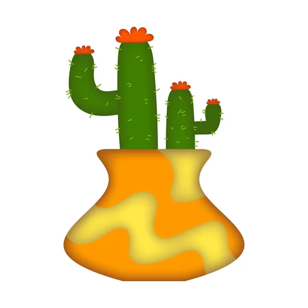 Ozdobný Kaktus Květináči Kreslené Ilustrace — Stock fotografie