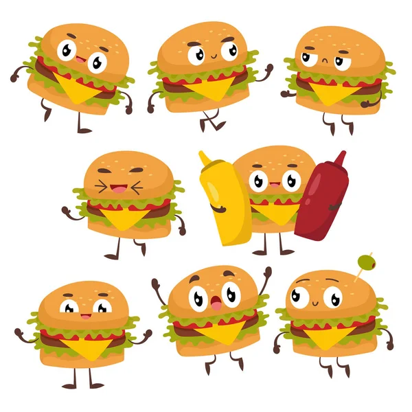 Ilustracja Kreskówki Cute Zabawny Hamburger Rysunek Koncepcji Żywności — Zdjęcie stockowe