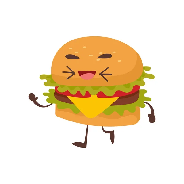 Cartoon Illustratie Van Leuke Grappige Hamburger Levensmiddelenconcept — Stockfoto