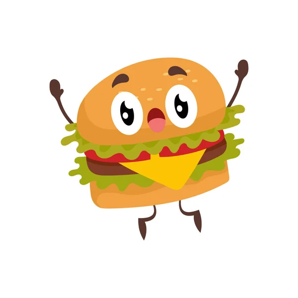 Cartoon Illustration Cute Funny Hamburger Food Concept Drawing — Stock Photo, Image