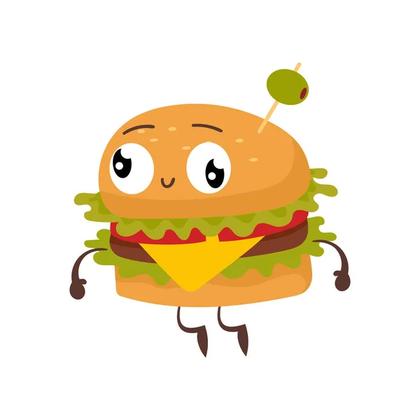 Cartoon Illustratie Van Leuke Grappige Hamburger Levensmiddelenconcept — Stockfoto