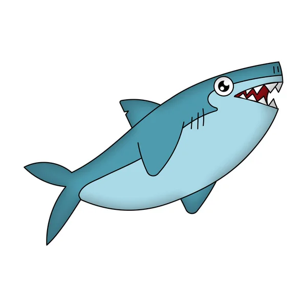 Zabawny Szczęśliwy Rekin Ilustracja Kreskówki — Zdjęcie stockowe