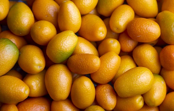 Vista Superior Racimo Kumquats Frescos Mercado Alimentos Orgánicos — Foto de Stock