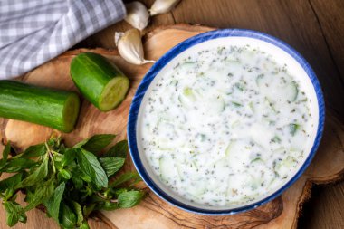 Geleneksel lezzetli aperatif; tzatziki (Türkçe adı; kakik)