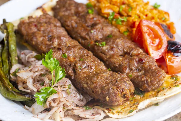 Comidas Turcas Deliciosas Tradicionales Adana Kebab — Foto de Stock