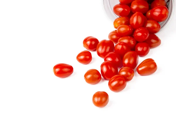 Tomates Cereja Fundo Branco Lycopersicon Esculentum Mill Ajuda Corpo Combater — Fotografia de Stock