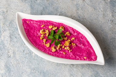 Geleneksel Türk mutfağı; Pancar aperatifi, pembe sultan, pancar ezmesi (Türkçe adı: Pembe Sultan))