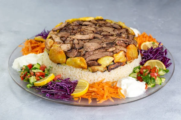 Middle Eastern food culture, Turkish cuisine; type of pilaf, pilaf with meat and vegetables, Turkish name; Maklube