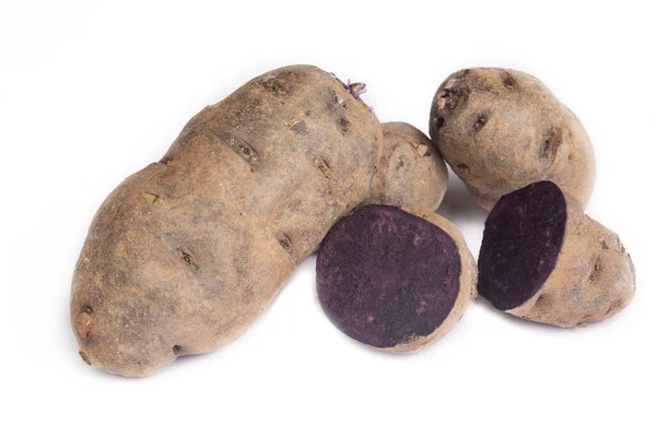 Purple Potatoes White Background — Stockfoto