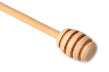 Beyaz arka plan üzerinde izole temiz basit ahşap tatlım kaşık