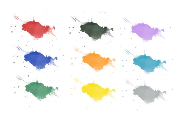 Colorful Watercolor Brush Strokes White Background — 스톡 사진