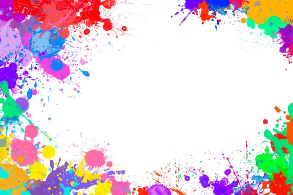 Frame Ink Spots Splashes Colorful Paint Drops — Foto de Stock