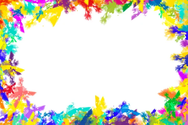 Frame Ink Spots Splashes Colorful Paint Drops — Stock Photo, Image