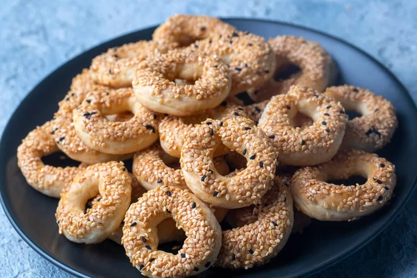 Bagel Turc Aux Graines Sésame Biscuits Secs Salés Nom Turc — Photo