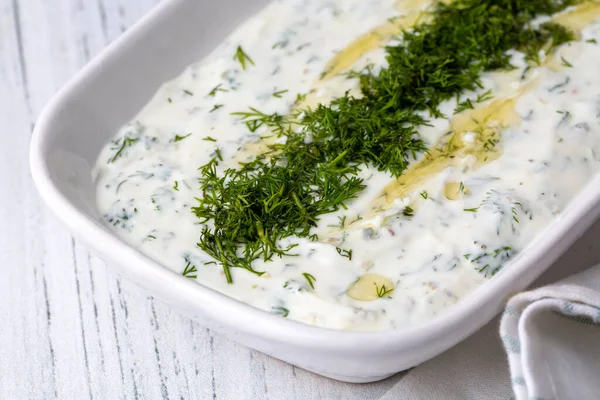 Haydari Type Yogurt Made Certain Herbs Spices Combined Garlic Turkish — Stock Photo, Image