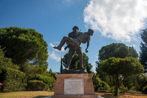 Monumento Soldado Turco Carregando Ferido Soldado Anzac Canakkale Dardanelos Martyrs — Fotografia de Stock