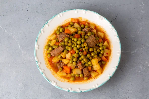 Turkisk Mat Grön Ärtgryta Med Köttbullar Kofte Eller Kofta Bezelye — Stockfoto