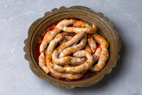 Traditional Delicious Turkish Cuisine Middle Eastern Dish Stuffed Sheep Intestines — 图库照片