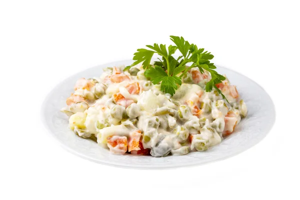 Russian Salad Olivier Salad Mayonnaise Egg Served Turkish Name Rus — Foto de Stock