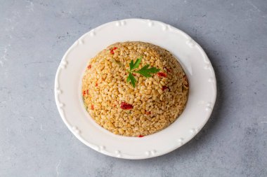 Firik 'li Bulgur pilavı (Türkçe adı; firikli bulgur pilavi)