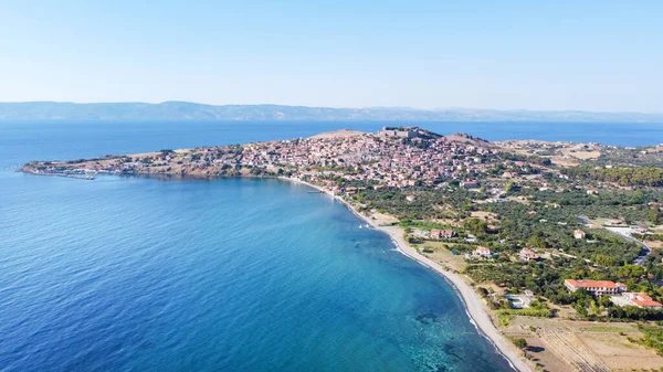 Greece Lesbos Island Molivos Village Mithymna Aerial Drone View — Foto de Stock