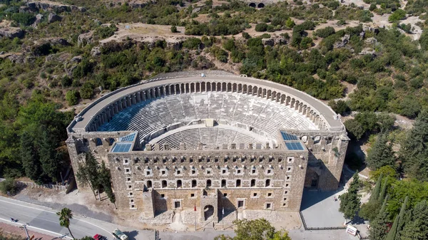 Aerial Drone View Aspendos Anthique Theater Best Preserved Antique Theater — Stockfoto