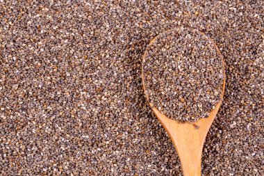 Chia seeds on the white background