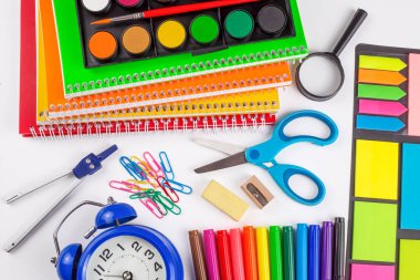 Colorful Stationery on the white background