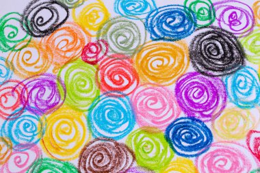 Colorful pastel crayons with painting background