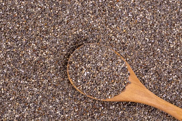 Chia seeds on the white background