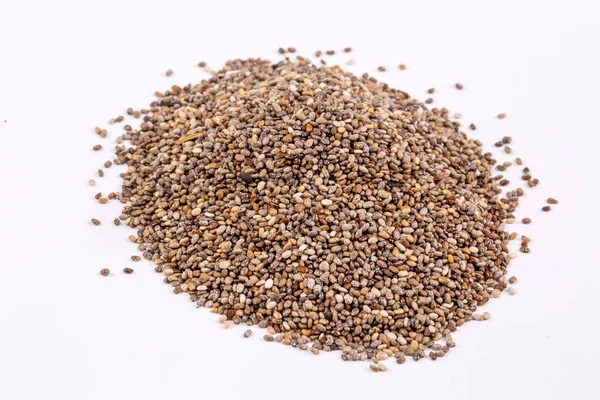 Chia seeds on the white background