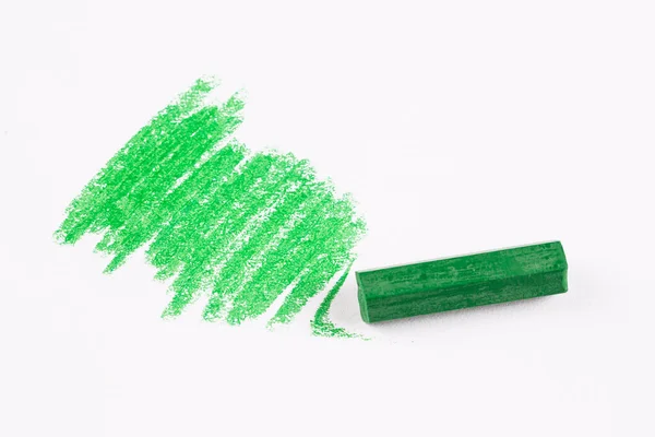 Green Painted Pastel Crayons White Background — Foto Stock
