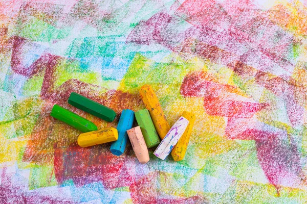 Colorful Pastel Crayons Painting Background — Fotografia de Stock