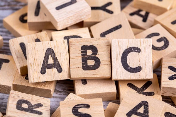 Wooden Alphabet Wooden Table — Stockfoto