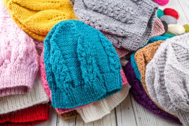 Colorful handmade knitting wool caps