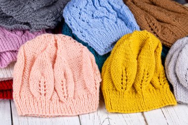 Colorful handmade knitting wool caps