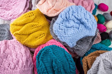 Colorful handmade knitting wool caps