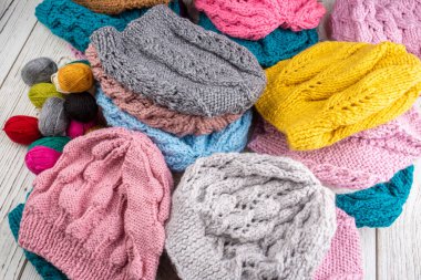 Colorful handmade knitting wool caps