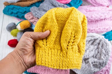 Colorful handmade knitting wool caps