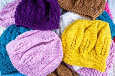 Colorful handmade knitting wool caps