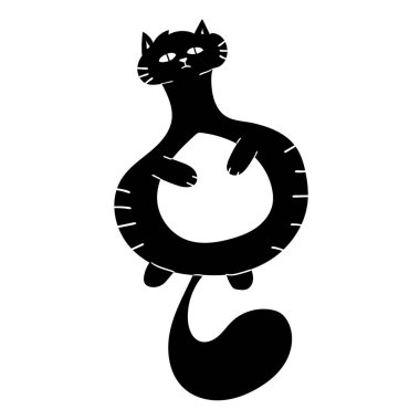 Cute black cat cartoon character