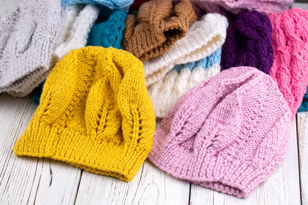 Colorful handmade knitting wool caps