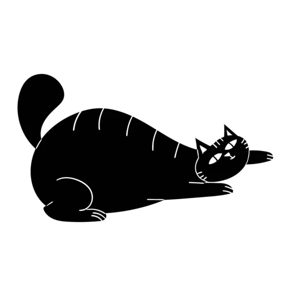 Cute Black Cat Cartoon Character — Stockfoto