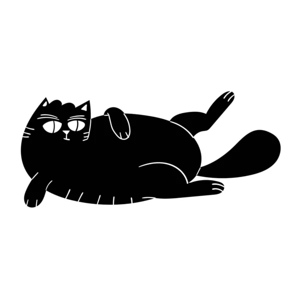 Cute Black Cat Cartoon Character — Stok fotoğraf