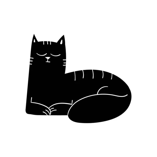 Cute Black Cat Cartoon Character — Zdjęcie stockowe