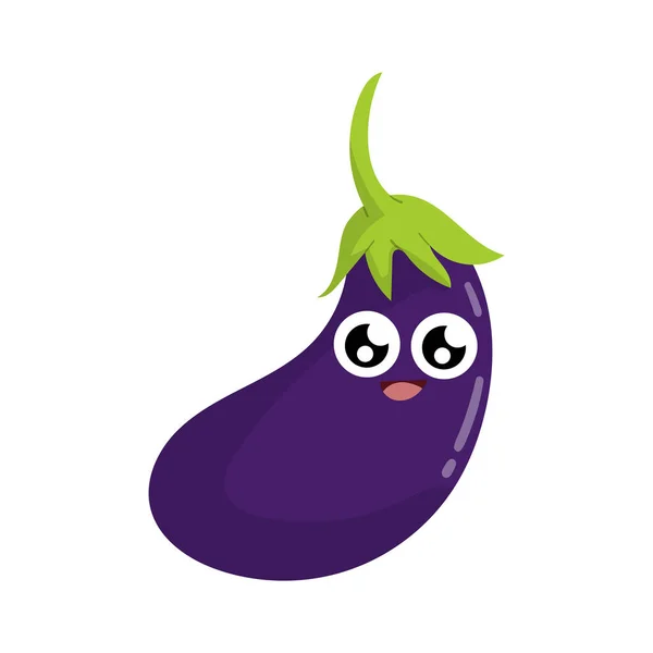 Leuke Grappige Verse Aubergine Cartoon — Stockfoto