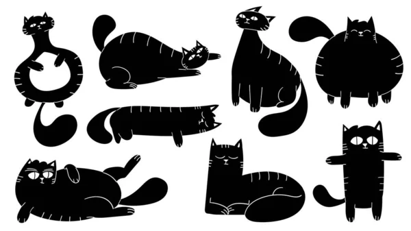 Cute Black Cat Cartoon Character — Stockfoto