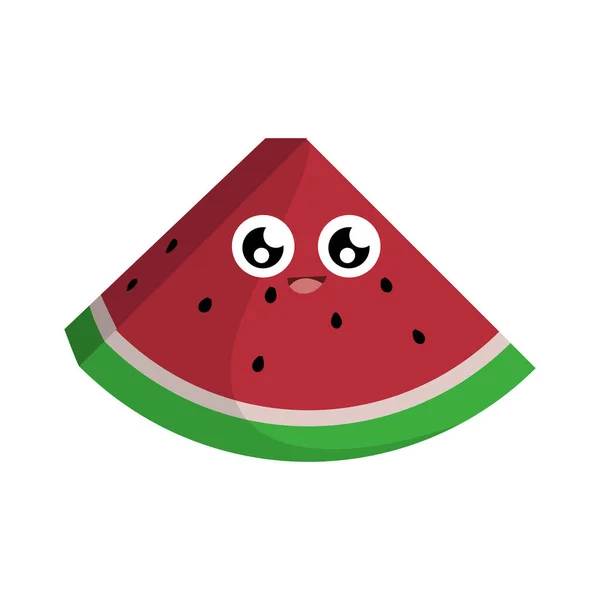 Cute Watermelon Slice Fruit Cartoon Character — Stok fotoğraf