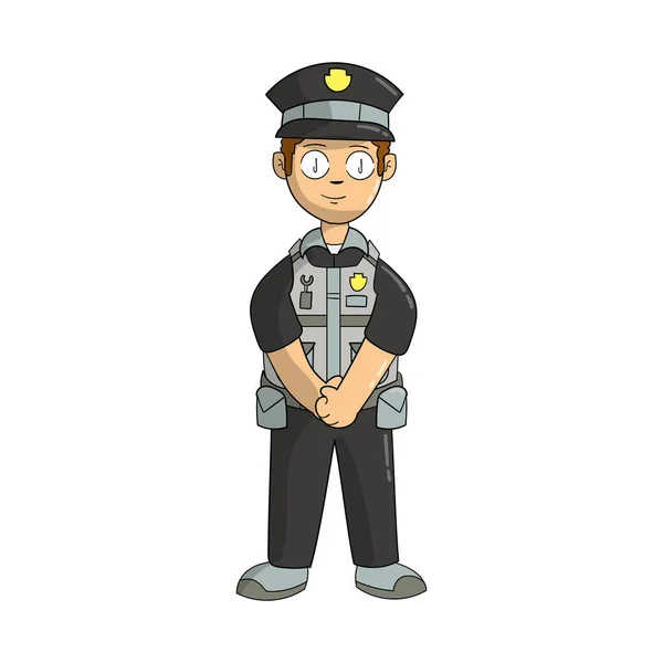 Поліцейська Мультиплікаційна Фігурна Ілюстрація Ізольованому Середовищі — стокове фото